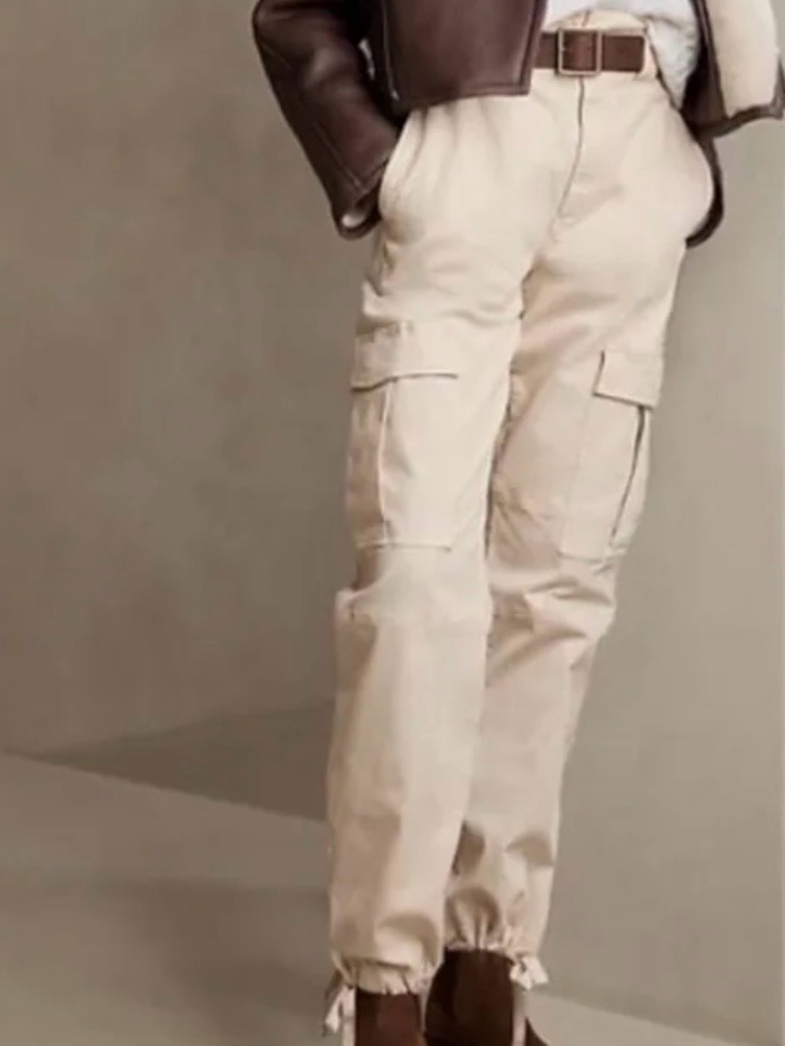 Banana Republic Cream Cargo Pants With Drawstring Ankles Size 14